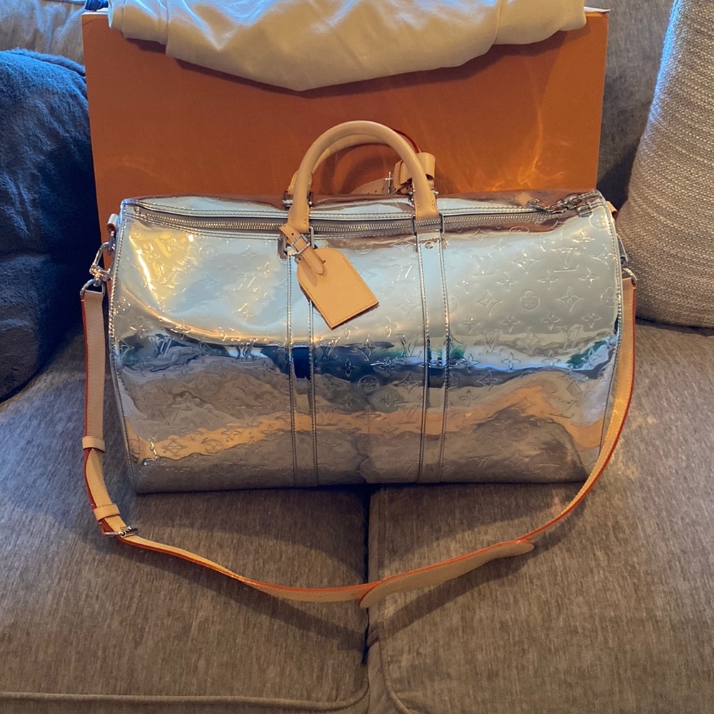 LOUIS VUITTON Metallic MIRROR KEEPALL BANDOULIÈRE 50